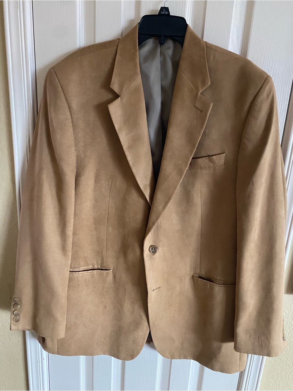 Chaps Tan Suede Sport Coat Blazer - Classic Single-Breasted